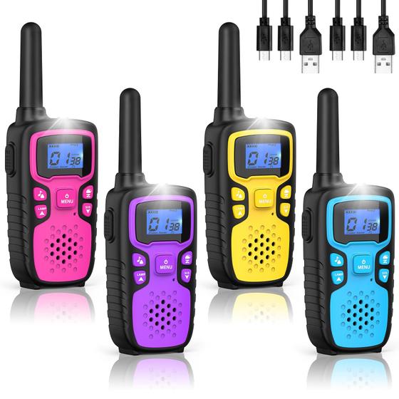 Imagem de Walkie Talkies Wishouse M9 recarregável de longo alcance para crianças, pacote com 4