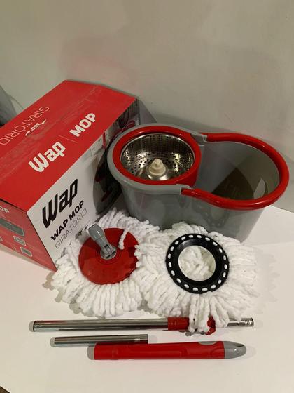 WAP MOP GIRATÓRIO INOX Esfregão Multiuso para Limpeza Balde Centrífuga 14 Litros Alça Rodas e Refil Menor preço em WAP MOP GIRATÓRIO INOX Esfregão Multiuso para Limpeza Balde Centrífuga 14 Litros Alça Rodas e Refil