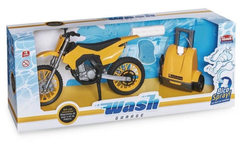 Wash Garage Motocross lava moto com máquina de lavar e acessórios Usual Brinquedos Menor preço em Wash Garage Motocross lava moto com máquina de lavar e acessórios Usual Brinquedos