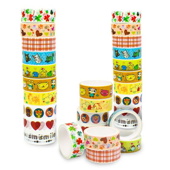 Imagem de Washi Tape Personalizado Decoração Scrapbook Kit 20 Unidades