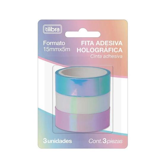 Imagem de Washi Tape Tilibra Holográfica 15Mm X 5Mm 3Un.