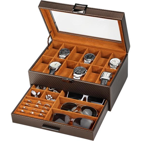 Imagem de Watch Box Voova Jewelry Organizer, 12 slots para homens e mulheres