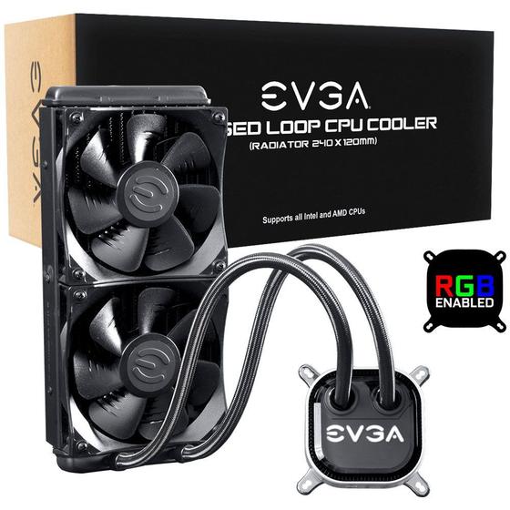 Water Cooler EVGA CLC, 240mm (2x 120mm), Closed Loop CPU Cooler, AMD