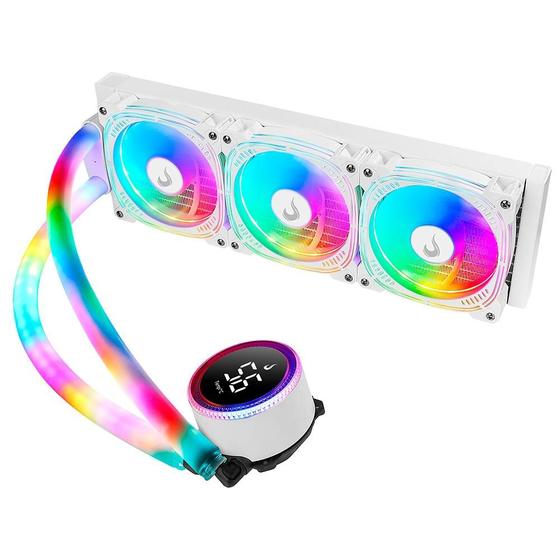 Water Cooler Gamer Rise Mode Aura Ice, ARGB, 360mm, Intel e AMD, Branco - RM-WAI-03-ARGB Menor preço em Water Cooler Gamer Rise Mode Aura Ice, ARGB, 360mm, Intel e AMD, Branco - RM-WAI-03-ARGB