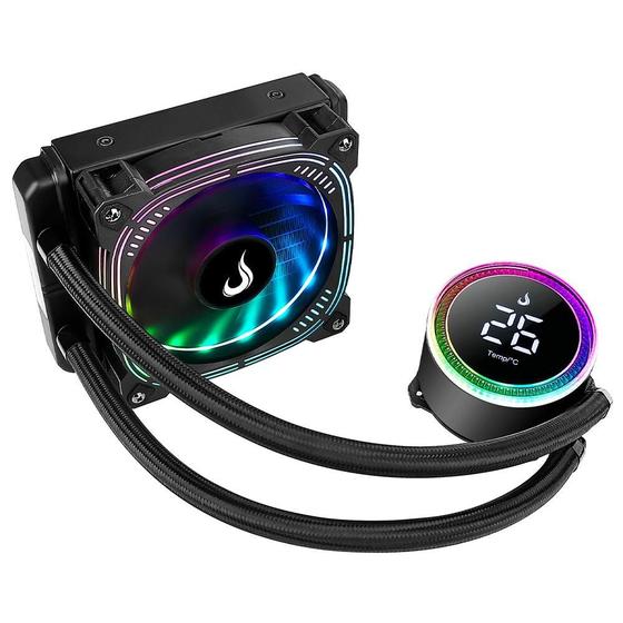 Water Cooler Rise Mode Aura Ice Black ARGB, 120mm, AMD/Intel, Preto - RM-WAIB-04-ARGB Menor preço em Water Cooler Rise Mode Aura Ice Black ARGB, 120mm, AMD/Intel, Preto - RM-WAIB-04-ARGB