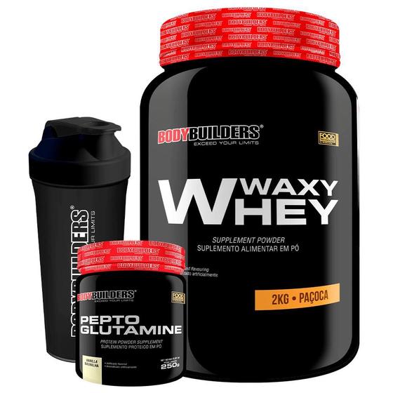 Imagem de Waxy Whey (35%) 2kg + Pepto Glutamine 250g + COQUETELEIRA 600ml - Bodybuilders