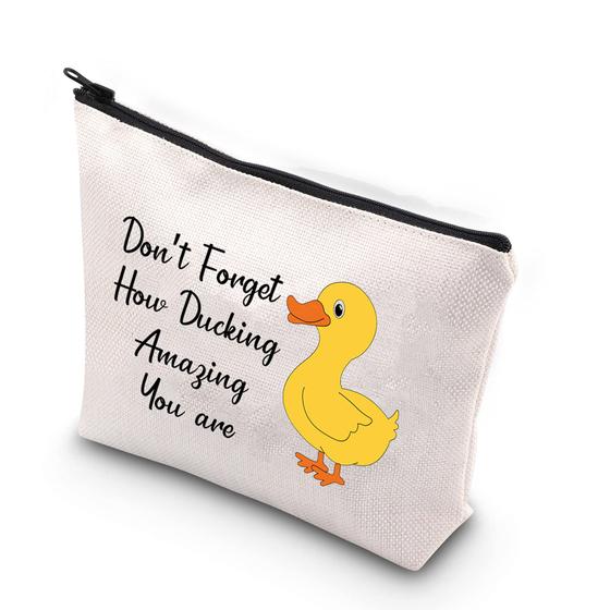 Imagem de WCGXKO Duck Lover Gift Duck Theme Presente Inspirador Não se esqueça de como você é incrível Saco de maquiagem (Ducking Amazing)