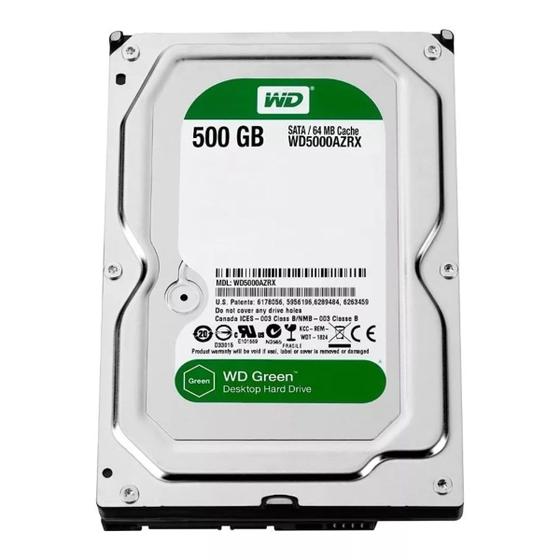 Imagem de WD HD 500GB 3.5 Disco Rígido WD5000AZRX Caviar Green 7200RPM 64MB Sata III