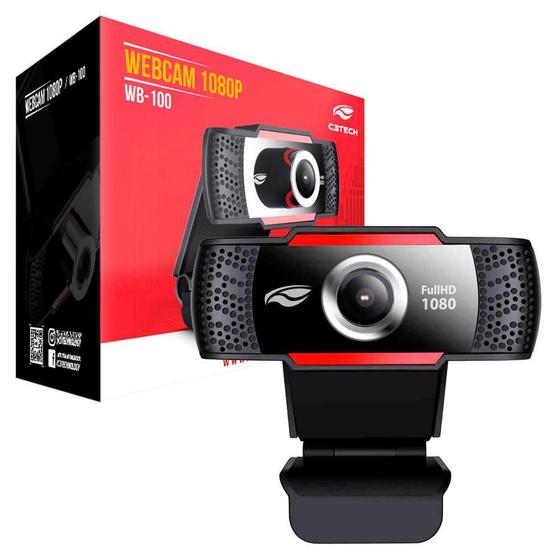 Imagem de Web cam usb full hd 1080p wb-100bk com microfone preto c3tech