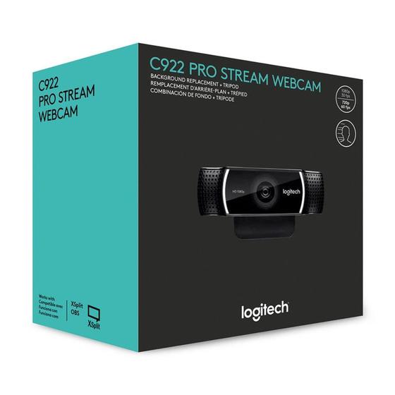 Webcam C922 Pro Logitech Full1080p/30fps/720p/60fps Win/mac Menor preço em Webcam C922 Pro Logitech Full1080p/30fps/720p/60fps Win/mac
