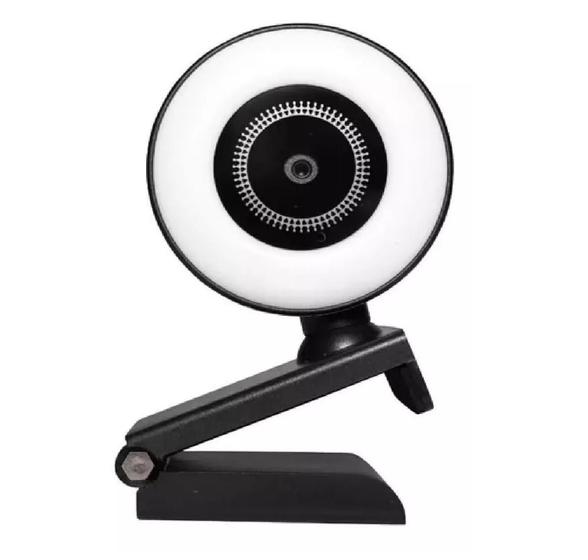 Imagem de Webcam Câmera 1080p Arco Anel Luz Led Microfone Ring Light USB Gira 360º Computador Notebook