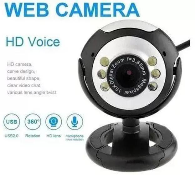 Imagem de WebCam Camera HD para PC USB 2.0 MICROFONE VISÃO NOTURA com LED 360 Ajustável LEY-53