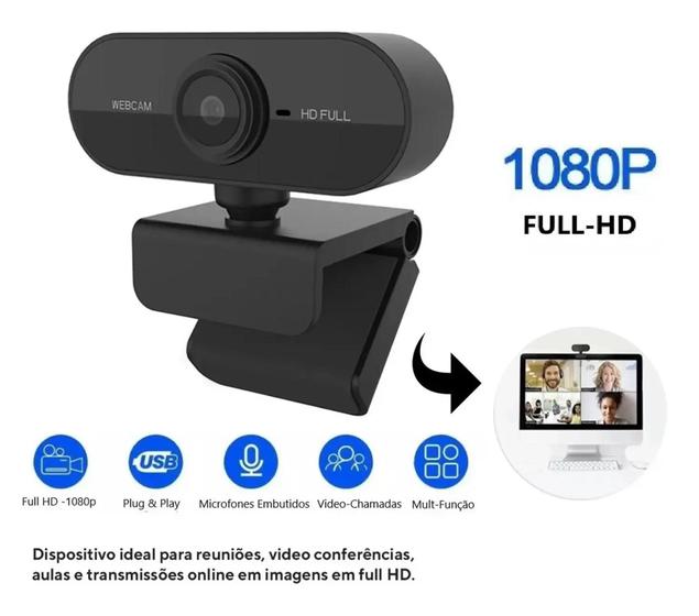 Imagem de Webcam Full HD 1080x1920p 2MP USB Plug Play Microfone Embutido Câmera Computador