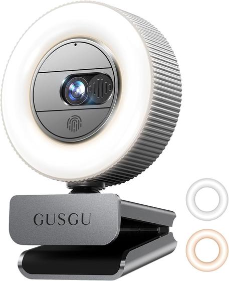 Imagem de Webcam GUSGU G910 2.5K Quad HD para PC com microfone, luz e capa