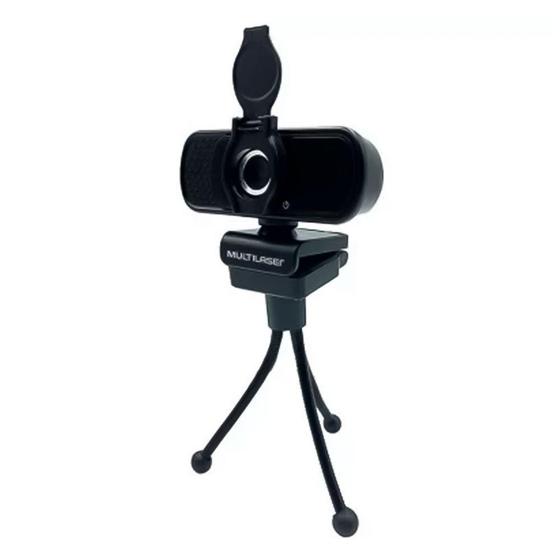 Imagem de Webcam Multilaser com Tripé, 1080P Full HD, USB, Microfone com Cancelam Plug And Play, Preto - WC055