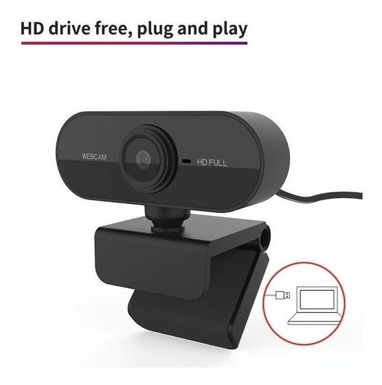 Imagem de Webcam Preta Full Hd 1080p Usb 360º Com Microfone