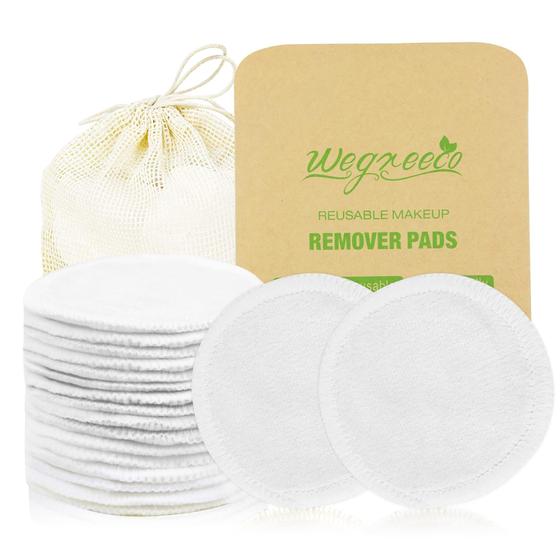 Imagem de wegreeco Cotton Rounds Reutilizável - Reutilizável Bamboo Makeup Remover Pads - Pano de Algodão de Bambu para Remoção de Maquiagem - Almofadas Faciais Reutilizáveis Rodadas de Algodão (Veludo de Bambu, Branco)