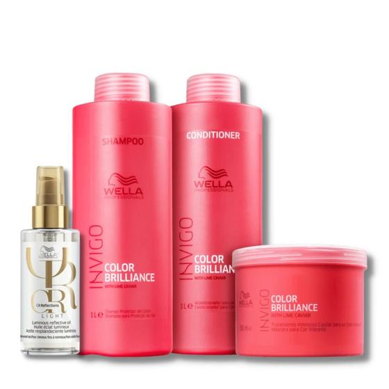 Imagem de Wella Color Brilliance Shampoo 1000ml + Condicionador 1000ml + Mascara 500ml + Óleo Light 100ml