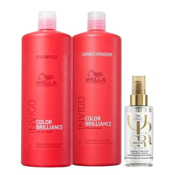 Imagem de Wella Color Brilliance Shampoo 1000ml + Condicionador 1000ml + Óleo Light 100ml