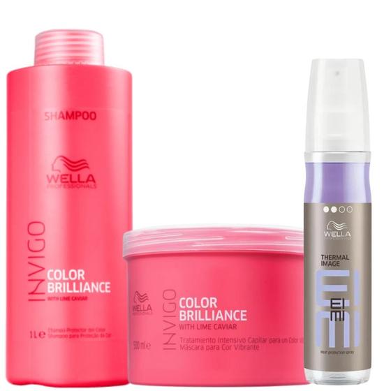 Imagem de Wella Color Brilliance Shampoo 1000ml + Mascara 500ml + Thermal Image 150ml