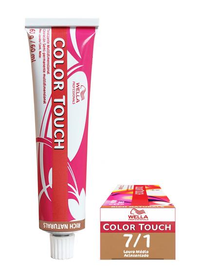 Wella Color Touch Tonalizante 7/1 Louro Médio Acinzentado 60g Imagem de Wella Color Touch Tonalizante 7/1 Louro Médio Acinzentado 60g