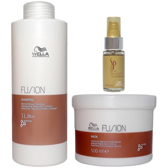 Imagem de Wella Fusion Shampoo 1000Ml + Máscara 500Ml + Óleo Sp 30Ml