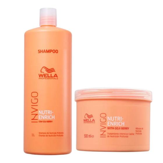 Imagem de Wella Invigo Nutri Enrich Kit Shampoo 1000ml + Mascara 500ml