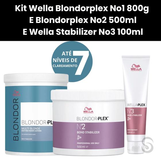 Imagem de Wella Kit Blondorplex Nº1 e Nº2 + Stabilizer 100ml (3 itens)