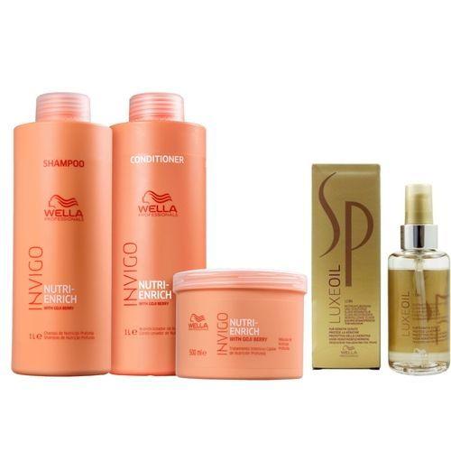 Imagem de Wella Nutri Enrich Invigo Shampoo Condicionador e Máscara Profissional +  Sp Luxe Oil 100 ml