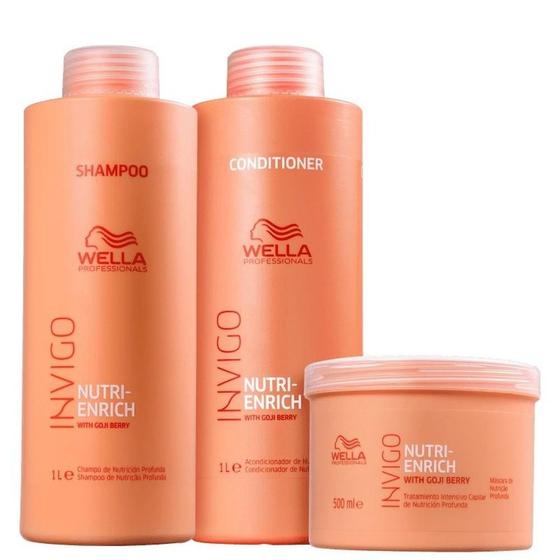 Imagem de Wella Nutri-Enrich Shampoo 1000ml + Condicionador 1000ml + Máscara 500ml