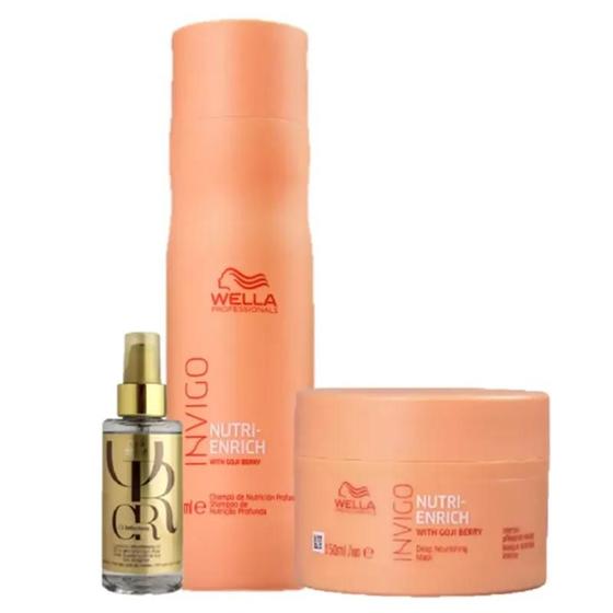 Imagem de Wella Nutri-Enrich Shampoo 250 ml Máscara 150 ml e Oil Reflections 100 ml