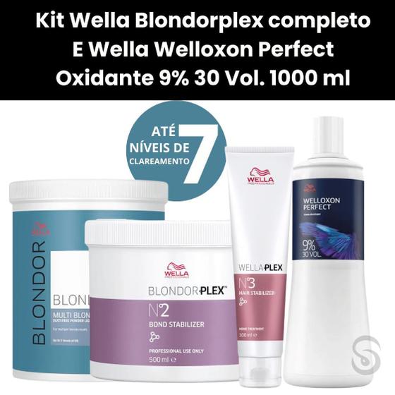 Imagem de Wella Plex Nº1 e Nº2 + Stabilizer Nº3 + OX 9% 30 Vol. 1 L