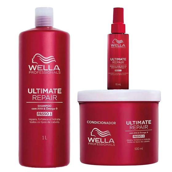 Imagem de Wella Professionals Ultimate Repair Kit  Shampoo + Condicionador + Leave-In