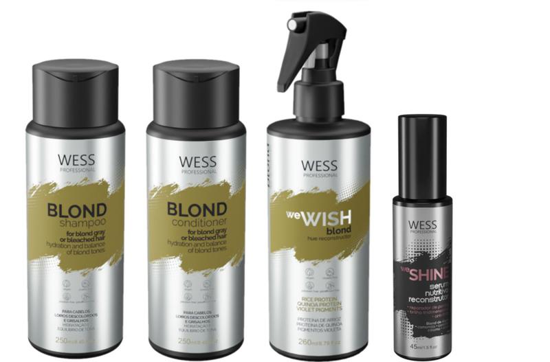Imagem de Wess Blond Shampoo e Condicionador e We Wish Reconstrutor Matizador + We Shine Sérum