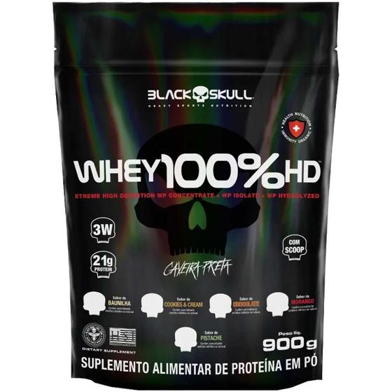 Imagem de Whey 100% Hd Refil 900G Black Skull Whey Protein 3W Pistache