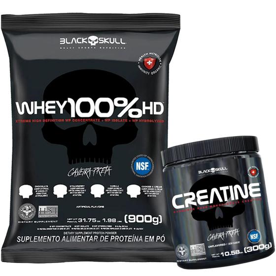 Whey 100 Hd Refil 900g Creatina Creatina Monohidratada 300g Black Skull Kit De 7724