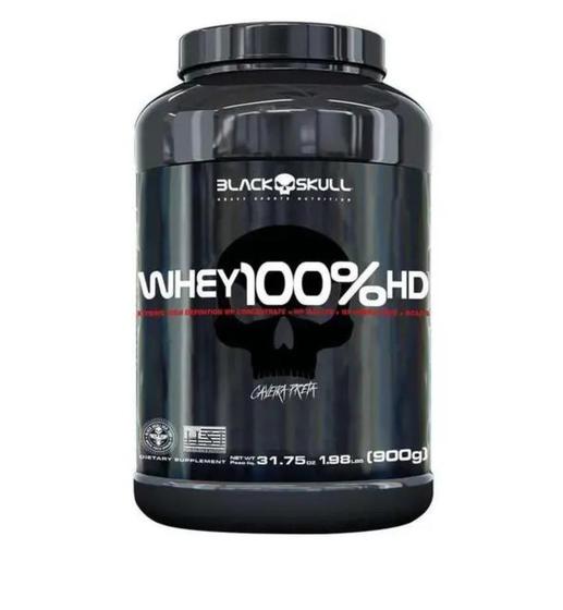 Imagem de Whey 100% hd sabor chocolate pote 900g black skull