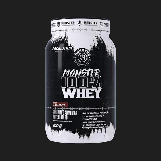 Imagem de Whey 100% Monster 900g - Chocolate - Rafael Brandão - Probiótica