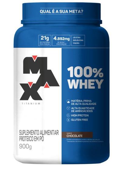 Imagem de Whey 100% Protein Concentrado Chocolate 900g Pote Max Titanium