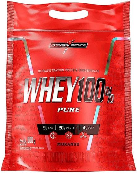 Imagem de Whey 100% Protein Pure Refil de 900g Sabor Morango-Integralmedica