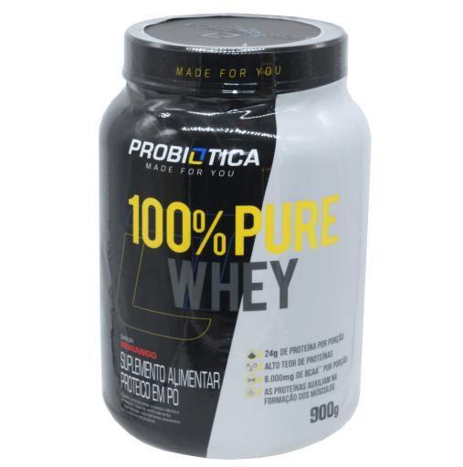 Imagem de Whey 100% Pure Proteina Sabor Morango Probiotica 900Gr