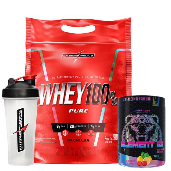 Imagem de Whey 100% Pure - Refil + Coqueteleira - Integral + Element 115 - 400g - Spice Ice - Under Labz