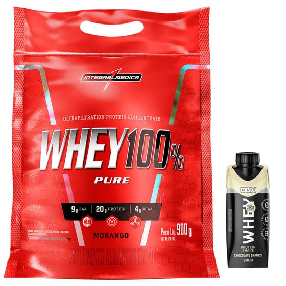Imagem de Whey 100% Pure - Whey Protein Concentrado - Refil - Integralmédica + Whey Shake - 250ml - Dux
