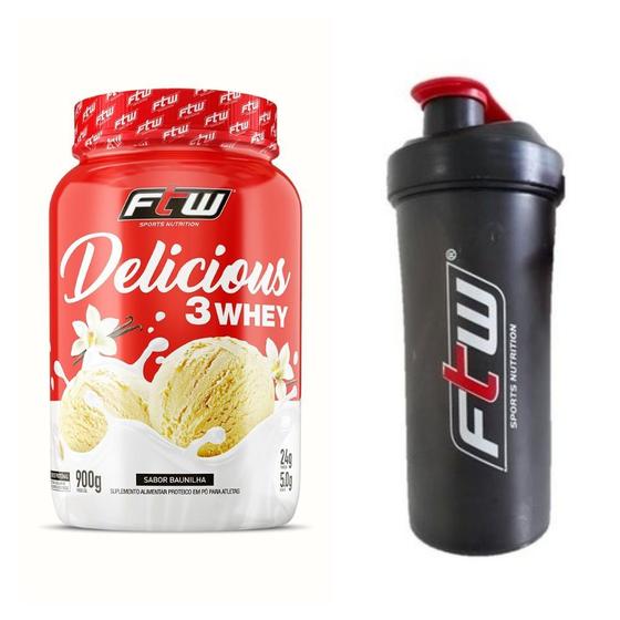 Imagem de Whey Delicious Ftw 900G Baunilha + Coqueteleira 600Ml