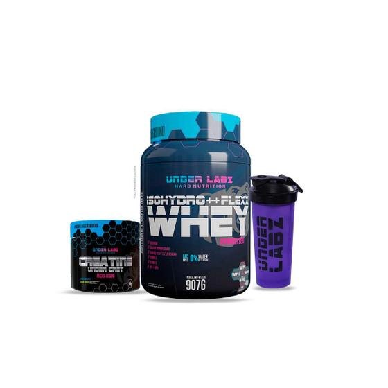 Whey Flexx Isohydro Hidrolizado 900gr + Creatina + Coqueteleira Under