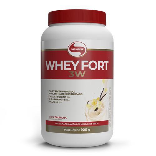 Whey Fort 3W Pote 900gr Baunilha Vitafor Menor preço em Whey Fort 3W Pote 900gr Baunilha Vitafor