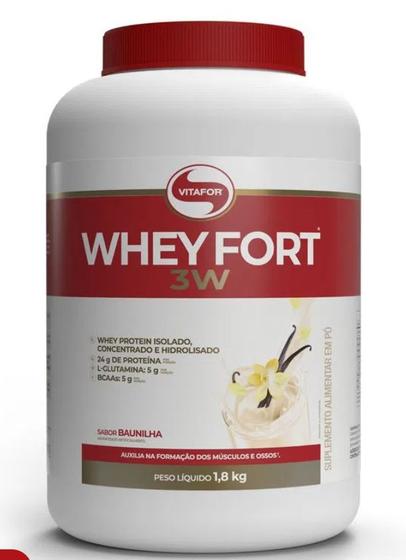 Imagem de Whey Fort Vitafor  Whey Protein Isolado Concentrado e Hidrolisado L-Glutamina 5g Bcaa 5g