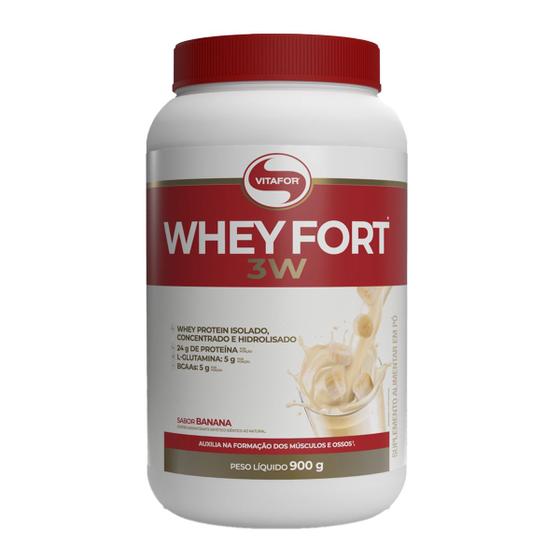 Whey Fort Whey Protein 3W Sabor Banana 900g Vitafor