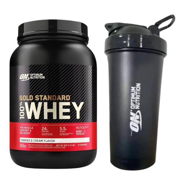 Imagem de Whey Gold Standard Cookies Cream 2lb c/ Coqueteleira Optimum