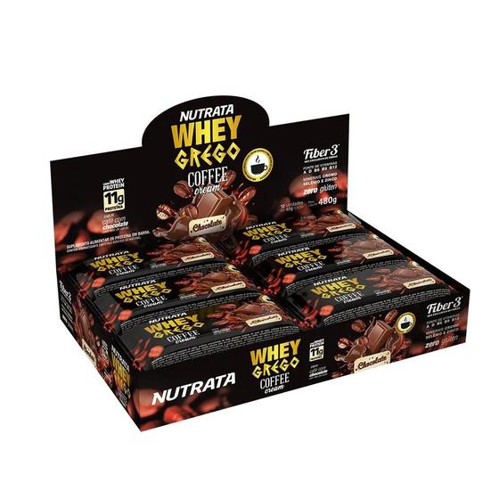 Imagem de Whey grego coffee cream chocolate 40g display c/ 12 barras -nutrata